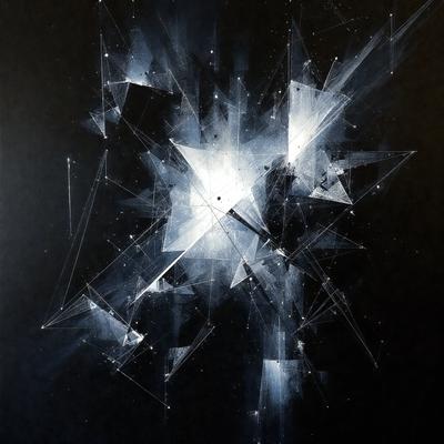 The primary subject of the image is a large, abstract, and colorful artwork. The setting is a black background, which contrasts with the vibrant colors and patterns of the artwork. The visual style is a combination of digital art and illustration, creating a unique and eye-catching piece. The colors and mood of the artwork are lively and energetic, with a sense of movement and dynamism.